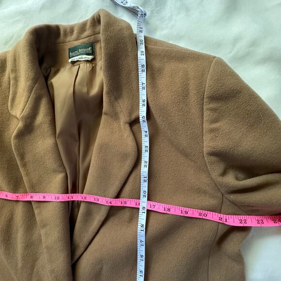 Vintage Harve Benard Camel Wool Cashmere 1980s Blazer with Shoulder Pads L - XL - Picture 6 of 13